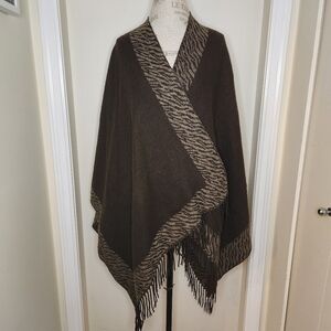 Vintage Reversible Knit Cape Shawl